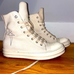 Rick Owens Off-White Denim High Sneakers
